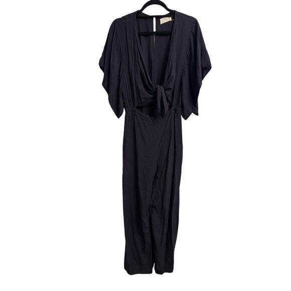 Mustard Seed Jumpsuit Woman S Black Short Sleeves - Picture 1 of 4